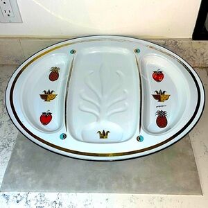 George Briard Serving Platter Vintage Large 21.5” Metal Enamel 1950’s Decor EUC